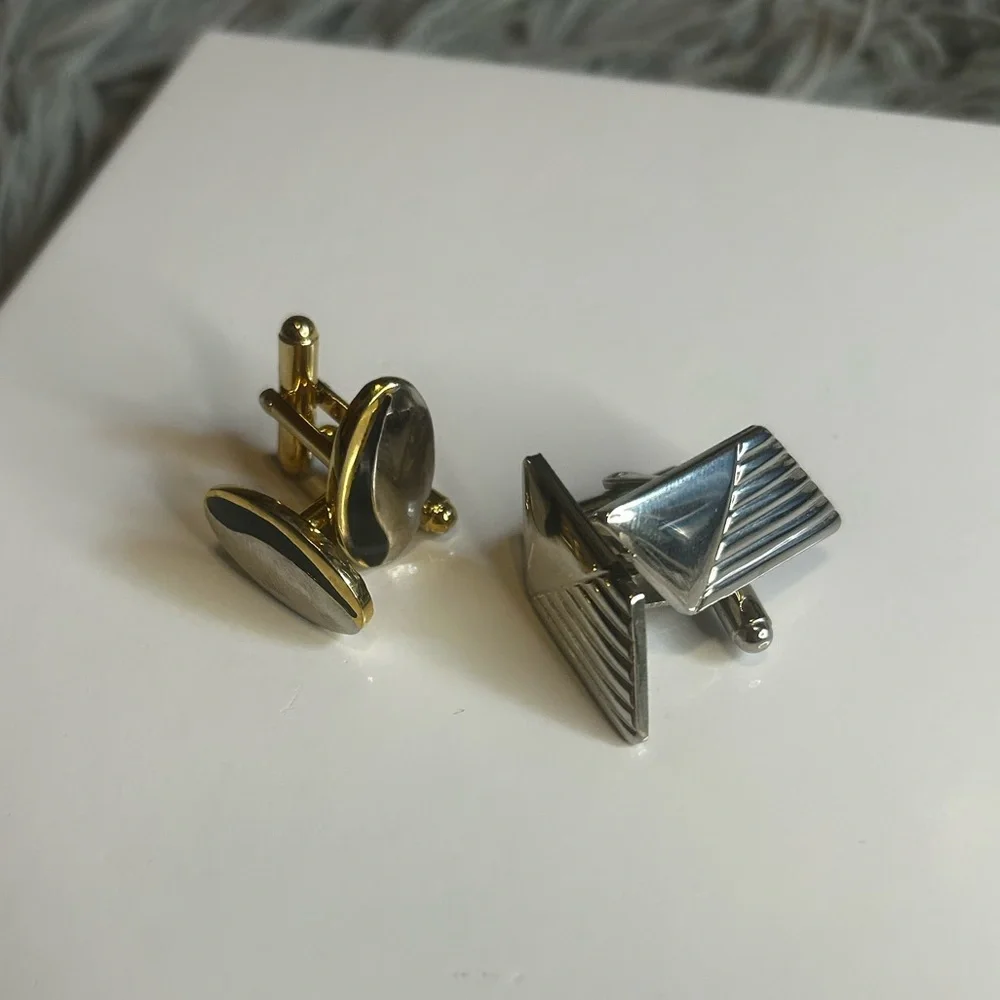 Set of Vintage Silver Tone and Gold Tone Cufflinks